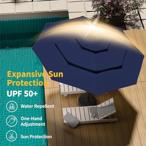 10ft 3 Tier Patio Umbrella with Solar Lights
