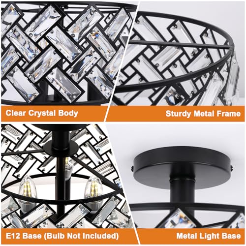 Black Crystal Ceiling Light