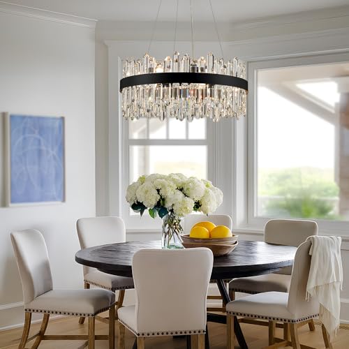 Black Modern Oval Crystal Chandelier