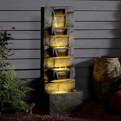 Outdoor Waterfall Fountain with LED Lights