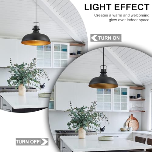 Black Farmhouse Pendant Lights for Kitchen Island 16 Inch