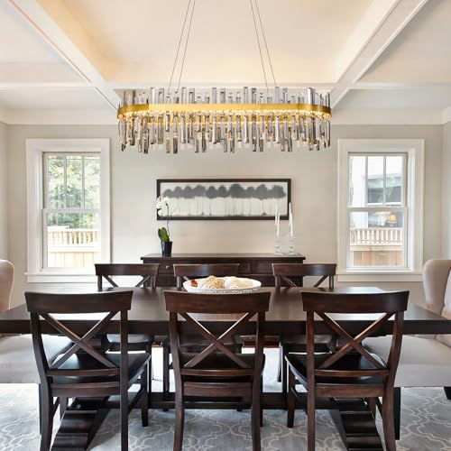 Modern Gold Smoke Grey Crystal Chandelier
