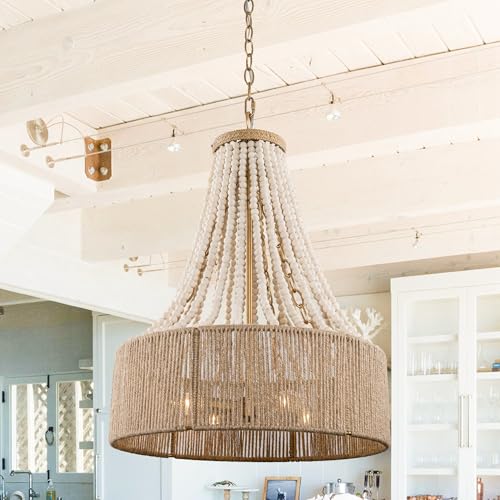 Wood Beaded Chandelier