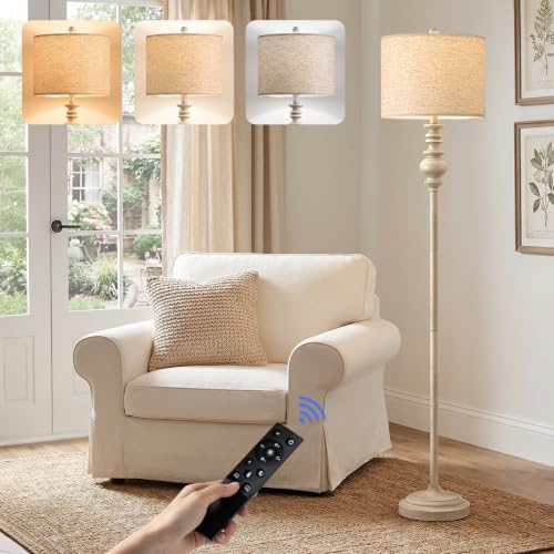 64.25" Farmhouse Floor Lamp with Remote (Warm White)
