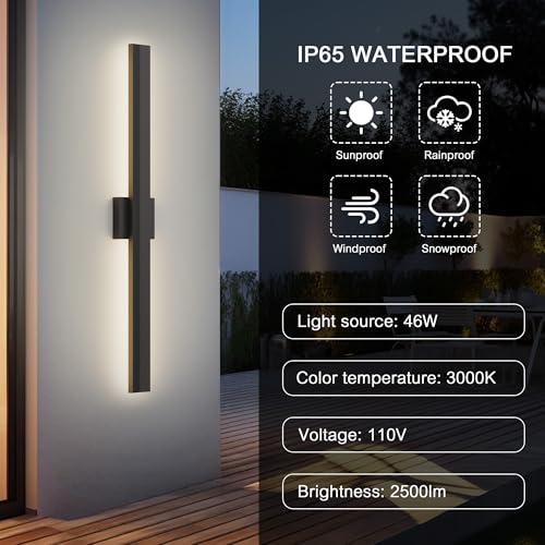 Aluminum 39 in Long Outdoor Wall Light Fixture