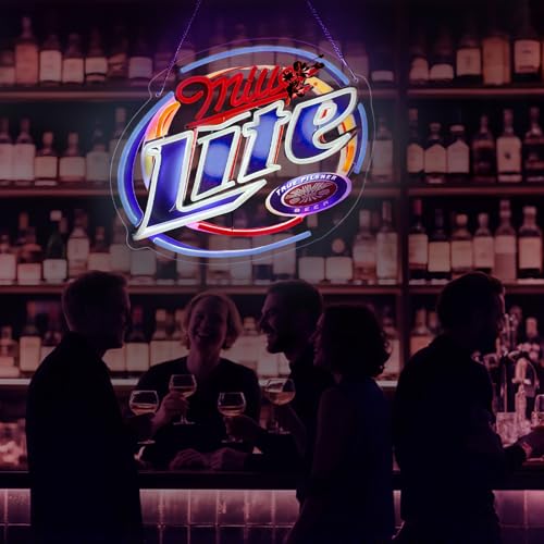 Mille Lite Neon Sign LED Beer Light for Home Bar Man Cave Wall Decor (Blue Red)