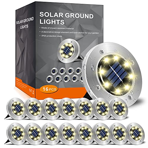 16 Pack 4.6 Inch Solar Ground Lights Outdoor (16 Count)