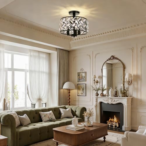 Black Crystal Ceiling Light