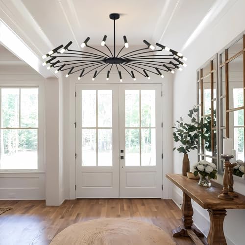 Black Sputnik Ceiling Light Extra Large Chandeliers for High Ceilings Mid Century Modern Chandelier Vintage Chandelier Light Fixture for Dining Room Living Room