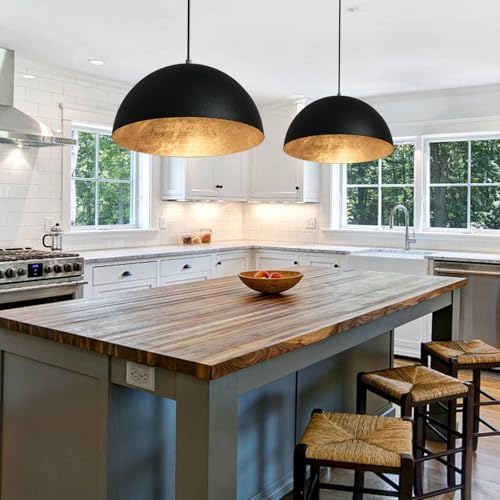 15 Inch Black and Gold Leaf Pendant Light