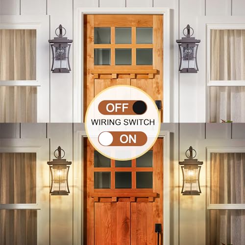 Oil Rubbed Bronze Outdoor Light Sconces Wall Mount Matte Brown Outdoor Wall Lamp Large Exterior Porch Wall Lantern with Seeded Glass 15" Outside Lights for House