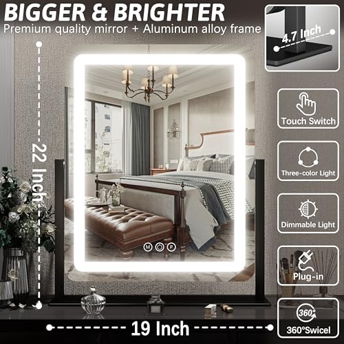 Vanity Mirror with Lights 19"x22"