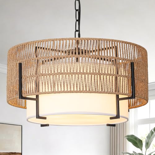 4 Light Rattan Chandelier
