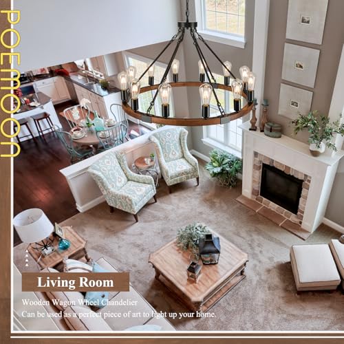 Farmhouse Wood Wagon Wheel Chandelier 12 (12 Count)