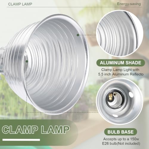 20 Pcs Adjustable Clamp Lamp Light with Aluminum Reflector Up to 150 Watt