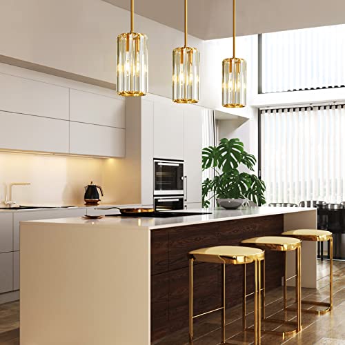 Gold Pendant Lighting Modern Pendant Light Mini Crystal Chandeliers Adjustable Pendant Light Fixture for Kitchen Island Dinning Room Corridor Bedroom