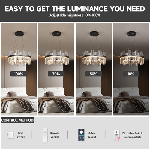 Black Led Modern Crystal Chandelier