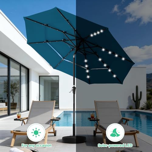 9 ft 3 Tier Outdoor LED Lighted Patio Umbrella w