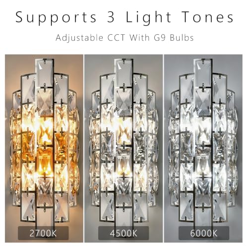 Polished Chrome K9 Crystal Wall Sconce with Touch Switch