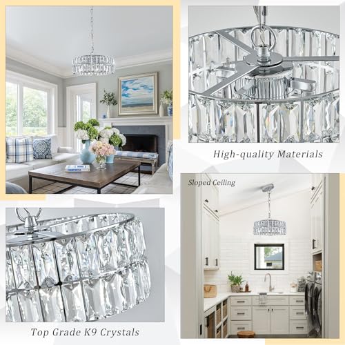 Chrome Crystal Chandelier 12" Modern Ceiling Pendant Light 3