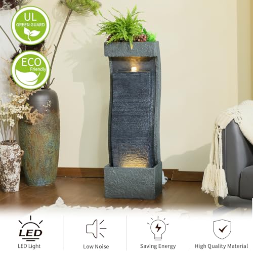 35H Modern Outdoor Water Fountain with Warm Light
