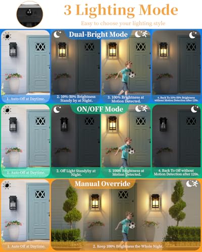 Motion Sensor Outdoor Wall Light Fixtures (2 Count)