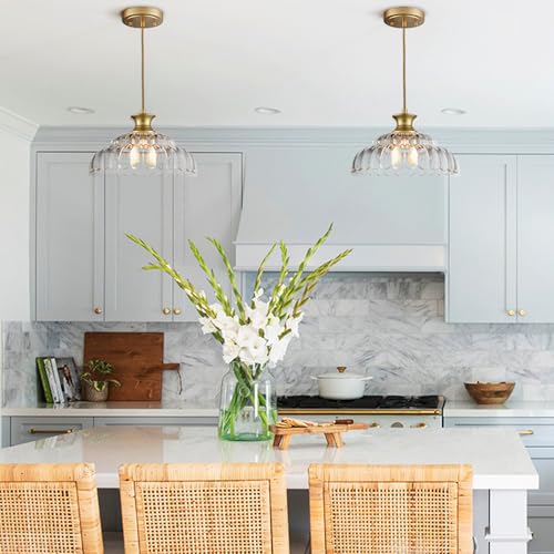 Vintage Gold Clear Glass Pendant Lights Kitchen Island