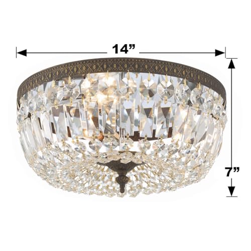 3 Light Spectra Crystal English Bronze Flush Mount