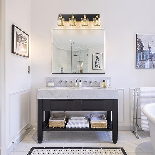 Black Gold Crystal Bathroom Vanity Light
