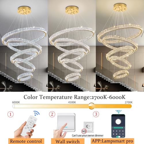Modern Gold Ring Chandelier for High Ceiling Foyer