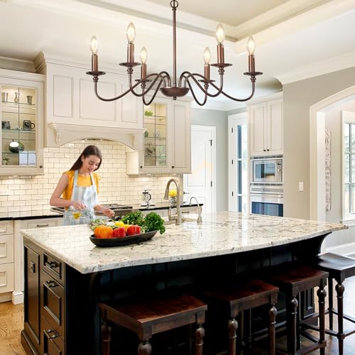 Farmhouse Chandelier for Dining Room (6 Count)