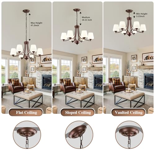 Oil Rubbed Bronze Farmhouse Chandelier for Dining Room Hanging Lighting Fixtures 6