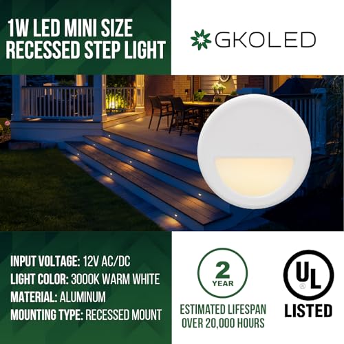 12 Pack Recessed Low Voltage Mini Size LED Step Riser Light (12 Count)