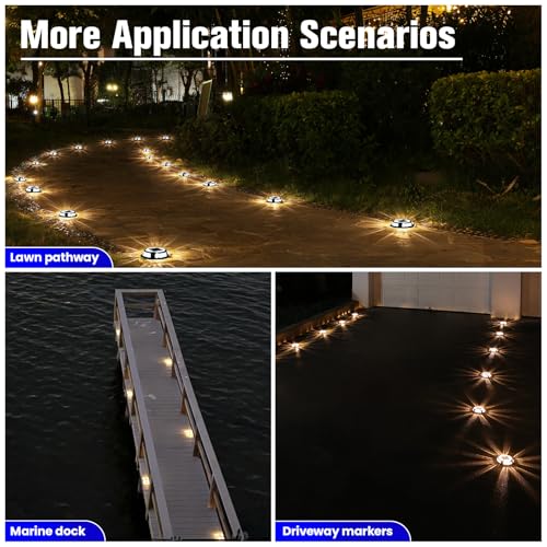Solar Driveway Deck Dock Marine Lights 2 Colors Modes (12 Count)