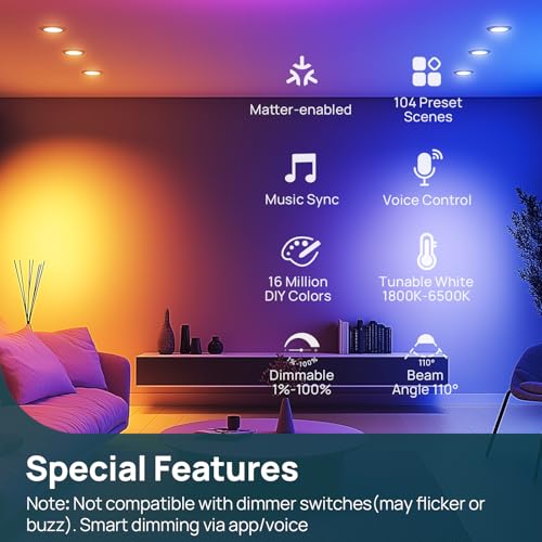 Matter BR30 Smart Light Bulbs (4 Count)