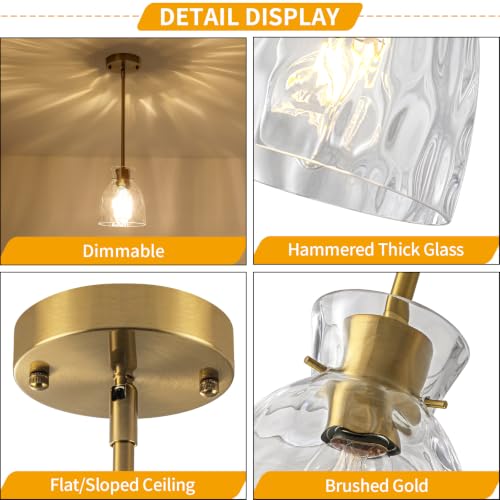 Modern Brushed Gold Pendant Lights Kitchen Island 1 Pack 5.9" Hanging Light