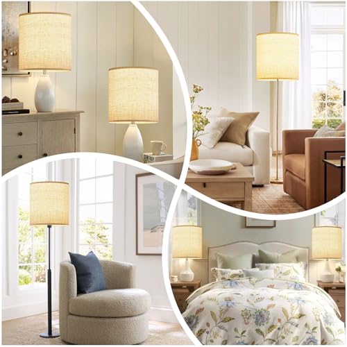 Beige Linen Tall Drum Lampshade