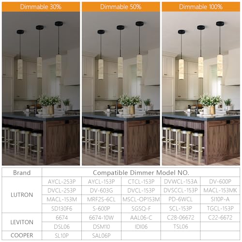 Natural Alabaster Pendant Lights for Kitchen Island White Marble Long Tube Chandelier 4000K Modern Black Ceiling Light Fixtures for Bedroom Dining Room Table Living Room Hallway