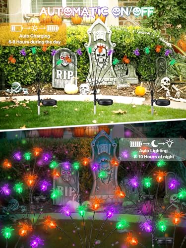 Solar Halloween Decorations Outdoor 6 Pack Spider Solar Garden Lights (6 Count)