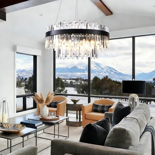 9 Light Black Crystal Chandelier