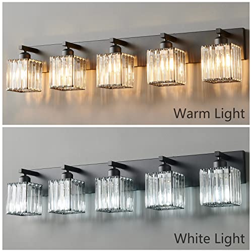 Modern Black Crystal Bathroom Vanity Light