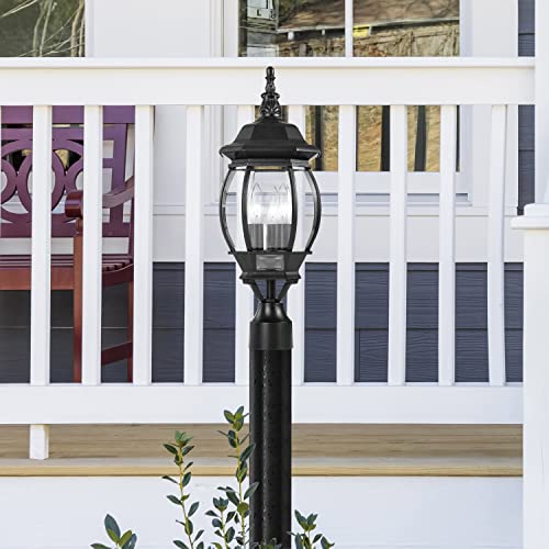 60/899, 3-Light Outdoor Post Lantern, Beveled Glass, Black
