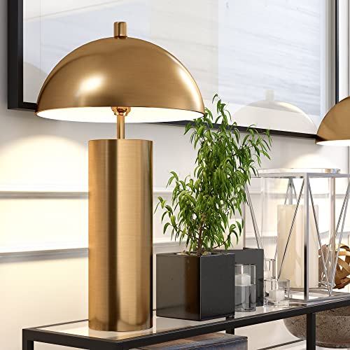York 27" Tall Table Lamp with Metal Shade in Brass