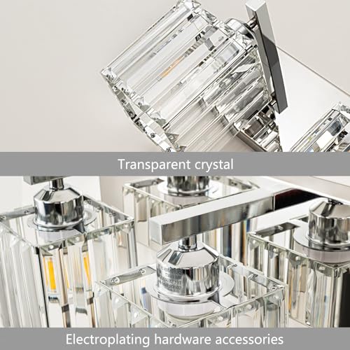 Modern 4 Light Chrome Crystal Bathroom Vanity Light Fixtures