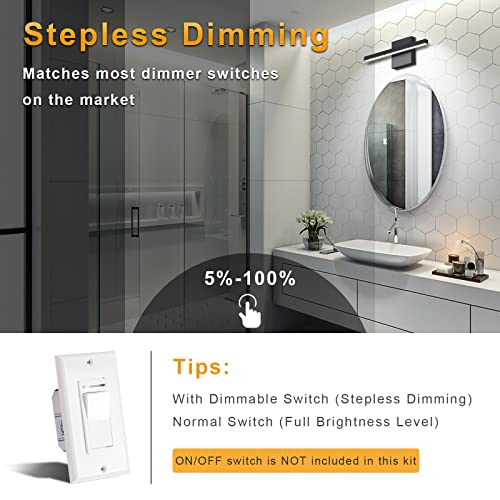 15.7 inch Black Bathroom Vanity Light