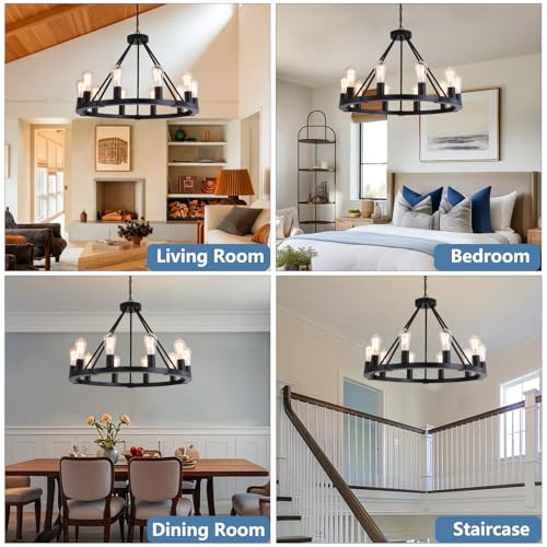 10 Lights Wagon Wheel Chandelier
