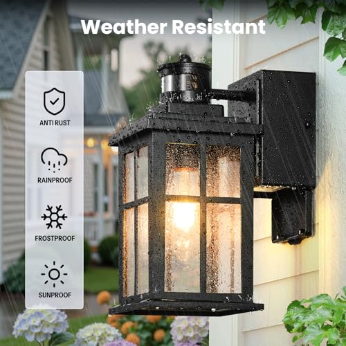 Motion Sensor Outdoor Porch Light with GFCI Outlet