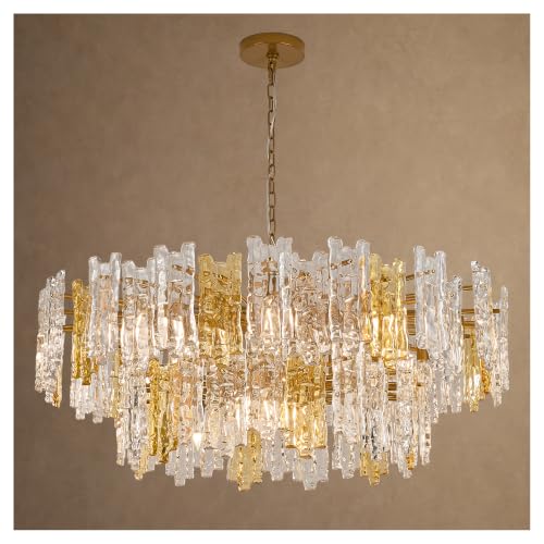 40" 12 Light Modern Art Ice Stick Crystal Chandelier