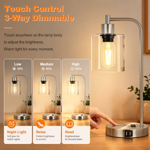Industrial Touch Control Table Lamps Set of 2 (2 Count)