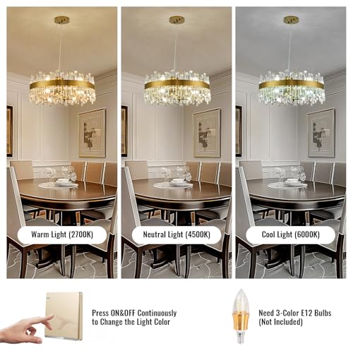Modern Gold Crystal Raindrop Dining Chandelier Ceiling Light D23.6''